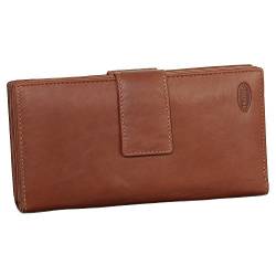 Luxus Leder Damen Geldbörse Portemonnaie Geldbeutel XXXL mit Reißverschluss 18,5 cm Farbe Braun von Ledershop24