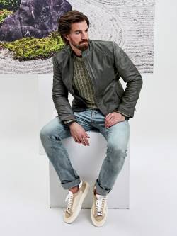 Mey & Edlich Herren  Lederjacke Greenfield gruen 48 von Lederwerk