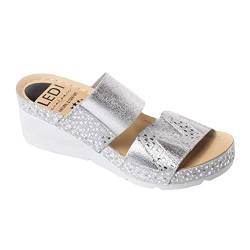 Ledi Anatomic 101-4 Lederschuhe Sandalen Sandalette Clog Pantolette Komfortschuhe Hausschuhe, Damen, Silber, EU 41 von Ledi