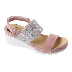 Ledi Anatomic 107-8 Lederschuhe Sandalen Sandalette Clog Pantolette Komfortschuhe Hausschuhe, Damen, Nude-Silber, EU 37 von Ledi