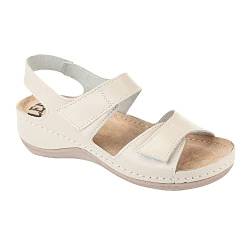 Ledi Anatomic 410-17 Lederschuhe Sandalen Sandalette Clog Pantolette Komfortschuhe Hausschuhe, Damen, Beige, EU 36 von Ledi