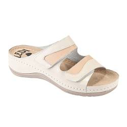 Ledi Anatomic 412-17 Lederschuhe Sandalen Sandalette Clog Pantolette Komfortschuhe Hausschuhe, Damen, Beige, EU 39 von Ledi