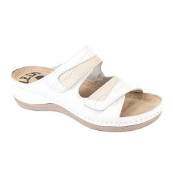 Ledi Anatomic 412-18 Lederschuhe Sandalen Sandalette Clog Pantolette Komfortschuhe Hausschuhe, Damen, Weiß, EU 37 von Ledi