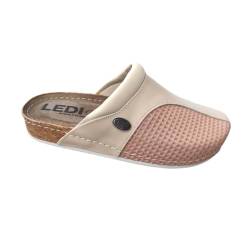 Ledi Anatomic 95-B24_SQV Lederschuhe Clog Pantolette Komfortschuhe Hausschuhe, Damen, Beige-Malve, EU 40 von Ledi