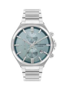 Lee Cooper Herren VX9NE1 Uhrwerk Uhr, Multifunktions-Display und Metallarmband - LC07835.370, Silber, Silber, Armband von Lee Cooper