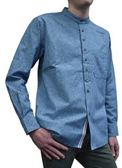 Lee Valley Herren Vintage Irisch Cotton Grandfather Shirt Blau-Weiß gestreift, VR25 blau/weiß gestreift, X-Groß von Lee Valley, Ireland