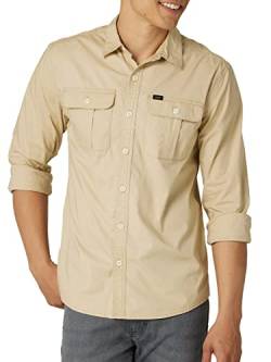 Lee Herren Langärmliges entspannter Passform Hemd mit Button-Down-Kragen, Ny Safari, Groß von Lee