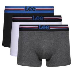 Lee Herren Men's Boxer Shorts in Black/White/Grey | Soft Touch Cotton Trunks Boxershorts, von Lee