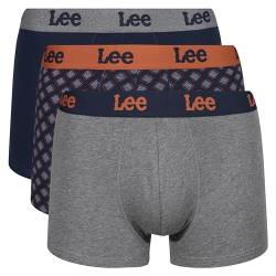 Lee Herren Men's Boxer Shorts in Navy/Print/Grey | Soft Touch Cotton Trunks Boxershorts, von Lee