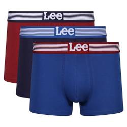 Lee Herren Men's Boxer Shorts in Red/Navy/Blue | Soft Touch Cotton Trunks Boxershorts, von Lee