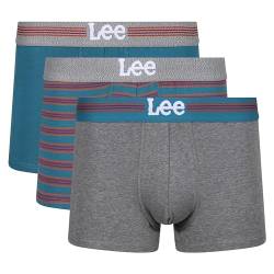 Lee Herren Men's Boxer Shorts in Teal/Stripe/Grey | Soft Touch Cotton Trunks Boxershorts, von Lee