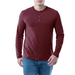 Lee Herren T-Shirt, langärmelig, weich, Gewaschene Baumwolle Henley-Hemd, Rhabarberfarben, Groß von Lee