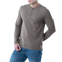 Lee Herren T-Shirt, langärmelig, weich, Gewaschene Baumwolle Henley-Hemd, Smoked Pearl, Groß von Lee