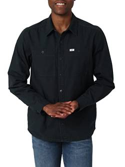 Lee Herren Workwear Loose Fit Langarm Overshirt Hemd mit Button-Down-Kragen, Anthrazit (Canvas), XXL von Lee
