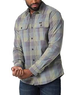 Lee Men's Working West Relaxed Fit Long Sleeve Shirt Button, Deep Lichen Green Plaid, 42/44 von Lee