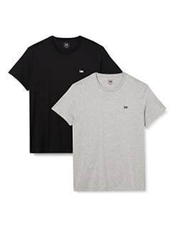 Lee Mens Twin Pack Crew T-Shirt, Black/Grey, L von Lee