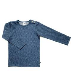 Langarmshirt Wabenstruktur Baby Kinder Bio-Baumwolle T-Shirt (116, Indigo/naturweiß) von Leela Cotton