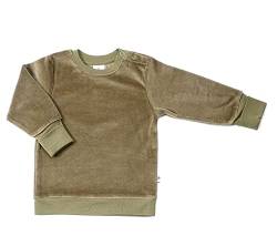 Leela Cotton Baby Kinder Nicky Sweatshirt Bio-Baumwolle 6 Farben Wählbar GOTS Jungen Mädchen Langarmshirt T-Shirt Gr. 62/68 bis 116 (116, Oliv-grün) von Leela Cotton