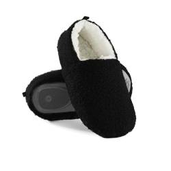 Leezepro Damen Hausschuhe Gartenschuhe Lammfell Bequem Filzhausschuhe Memory Foam Slippers Winter Warme Plüsch Pantoffeln (Schwarz, 36/37) von Leezepro