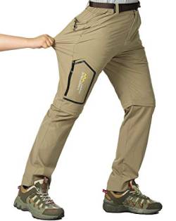 Leezepro Outdoorhose Herren Zwei Teile zerlegbar Leicht mit Gürtel Sonnenschutz Schnell Trocknende Wanderhose Funktionshose Schwarz(XXL,Khaki) von Leezepro