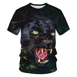 Leezeshaw Herren-T-Shirt, 3D-Wildtier-Druck, kurzärmelig, Halloween, Cosplay, Größe S-3XL, Black Panther, XXL von Leezeshaw