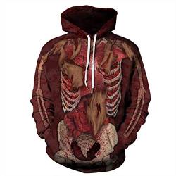 Leezeshaw Unisex 3D Halloween Thema Schädel Druck Pullover Hoodies Sweatshirt Bluttropfen Gemustert Gruselig Cosplay Kostüm Pullover mit Taschen S-5XL Gr. X-Large, Viskose von Leezeshaw