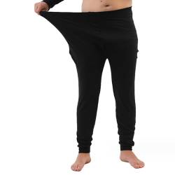 Left Girl 9XL Plus Size Herren Herbst Winter Reine Baumwolle Thermounterwäsche Thermohose Herren Lange Unterhosen Stretchbund,Schwarz,9XL von Left Girl