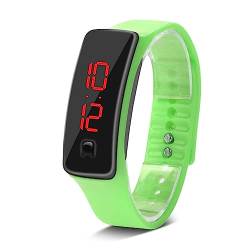 Leftwei Modische Digitaluhr, Herren- und Damen-Armbanduhr, Touchscreen, LED-Armband, Silikonarmband, Wasserdicht, Minimalistische Sport-Armbanduhr, 12-Stunden-Zifferblatt, Elektronisches (Hellgrün) von Leftwei