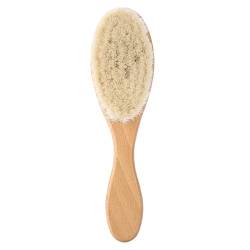 Ziegenhaarbürste aus Holz, 17,8 Cm, Weiche Ziegenhaar-Reinigungsbürste, Retro-Haarstyling, Schnitz-Reinigungsbürste für Männer und Frauen von Leftwei