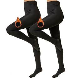 Leg Vanilla 2Pack Damen Blickdichte Fleece Gefütterte Strumpfhose Warme Mode Thermostrumpfhose Hohe Taille Leggings für den Winter Thick Tummy Control Leggings,200g,L/XL von Leg Vanilla