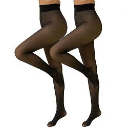 Leg Vanilla 2Pack Thermo Strumpfhosen Damen Winter Wärmende Fleece Hochelastische Strumpfhose Hoch Taillierte Legging Gefütterte Thermostrumpfhose,200g,L/XL von Leg Vanilla