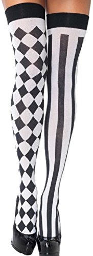 Harlekin Thigh Highs Kniestrümpfe schwarz/weiss Damen von LegAve