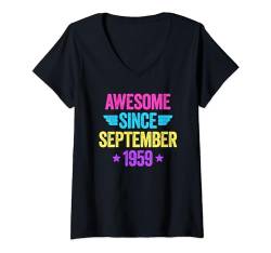 Damen Awesome Since September 1959 T-Shirt mit V-Ausschnitt von Legend Since Birthday