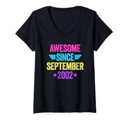 Damen Awesome Since September 2002 T-Shirt mit V-Ausschnitt von Legend Since Birthday