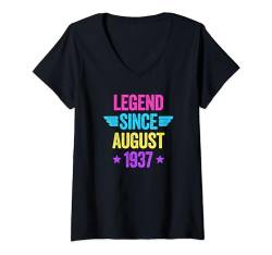 Damen Legend Since August 1937 T-Shirt mit V-Ausschnitt von Legend Since Birthday
