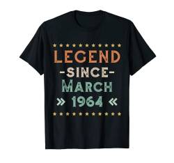 Vintage Legend Since March 1964 Geburtstag Männer Frauen T-Shirt von Legend Since Retro Tees