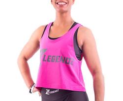 LegendZ Frauen Sport Top Shirt Kurz, Sportshirt ärmellos für Yoga Zumba Fitness Laufen I Lockeres und Bauchfreies Damen Tanktop (Pink, M) von LegendZ