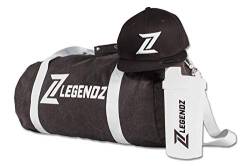 LegendZ Starterpack Set für Sport Gym Fitness Workout Bodybuilding I Sets aus Snapback, Proteinshaker, Sporttasche - 3 Teile (Weiß) von LegendZ