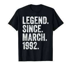30 Geburtstag Geschenk- 30 Jahre Legendär Seit März 1992 T-Shirt von Legendär Seit März Geburtstag Geschenkidee