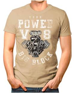 Legendary Items™ - True-Power-V8-Big-Block - Herren T-Shirt Printshirt Motorblock Vintage Verwaschen Khaki XL von Legendary Items