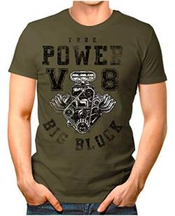 Legendary Items™ - True-Power-V8-Big-Block - Herren T-Shirt Printshirt Motorblock Vintage Verwaschen Oliv 3XL von Legendary Items