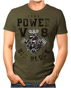 Legendary Items™ - True-Power-V8-Big-Block - Herren T-Shirt Printshirt Motorblock Vintage Verwaschen Oliv XXL von Legendary Items