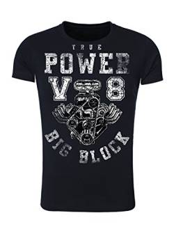 Legendary Items Herren T-Shirt True Power V8 Big Block Printshirt Motorblock Vintage Verwaschen Navy XL von Legendary Items
