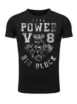 Legendary Items Herren T-Shirt True Power V8 Big Block Printshirt Motorblock Vintage Verwaschen Schwarz 3XL von Legendary Items