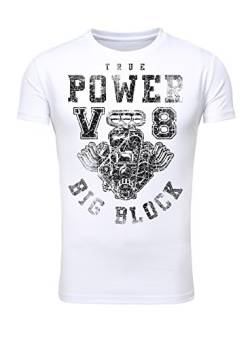 Legendary Items Herren T-Shirt True Power V8 Big Block Printshirt Motorblock Vintage Verwaschen weiß L von Legendary Items