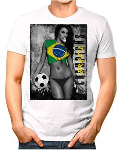 Legendary Items Herren T-Shirt WM 2018 Trikot Sexy Girl Frau Fußball Weltmeisterschaft Vintage Brazil Brasilien weiß L von Legendary Items