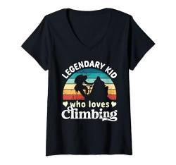 Damen Legendäres Kind, das Kletterjungen liebt T-Shirt mit V-Ausschnitt von Legendary Kids Apparel