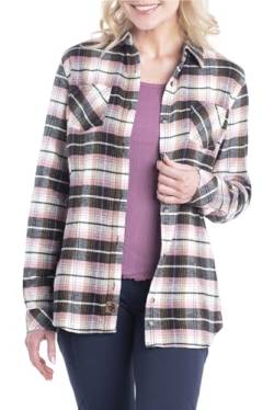 Legendary Whitetails Damen Cottage Escape Flanell-Kleidung, langärmelig, kariert und einfarbig, tailliert, Knopfleiste Lange Ärmel, Dusty Rose Plaid, Groß von Legendary Whitetails