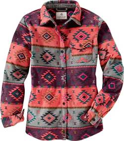 Legendary Whitetails Damen Trail Guide Fleece-Hemd mit Knopfleiste Button-Down-Shirt, Coral Print, Mittel von Legendary Whitetails