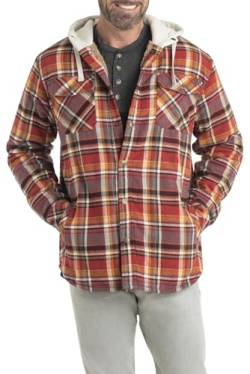 Legendary Whitetails Herren Camp Night Flanell-Hemdjacke mit Kapuze und Berber gefüttert Langärmlig, Cardinal Arrowood Plaid, L/Tall von Legendary Whitetails